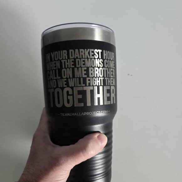 EUC Til Valhalla Project "In Your Darkest Hour" 30 ounce Stainless Steel Tumbler - Picture 5 of 5